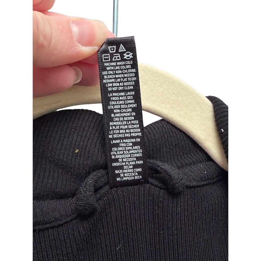 SKIMS Onyx Sleep Long Sleeve Button Up Top XL Black Ribbed Lounge - Picture 6 of 6